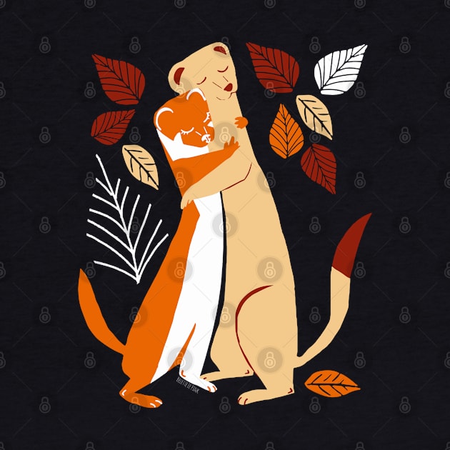 Autumn Weasel Hugs #2 by belettelepink